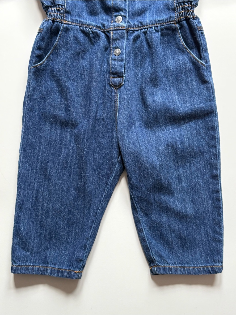 Zara Girls Blue Denim Snap-Up Long-Sleeve Jumpsuit - Size 18-24M - Picture 6 of 12